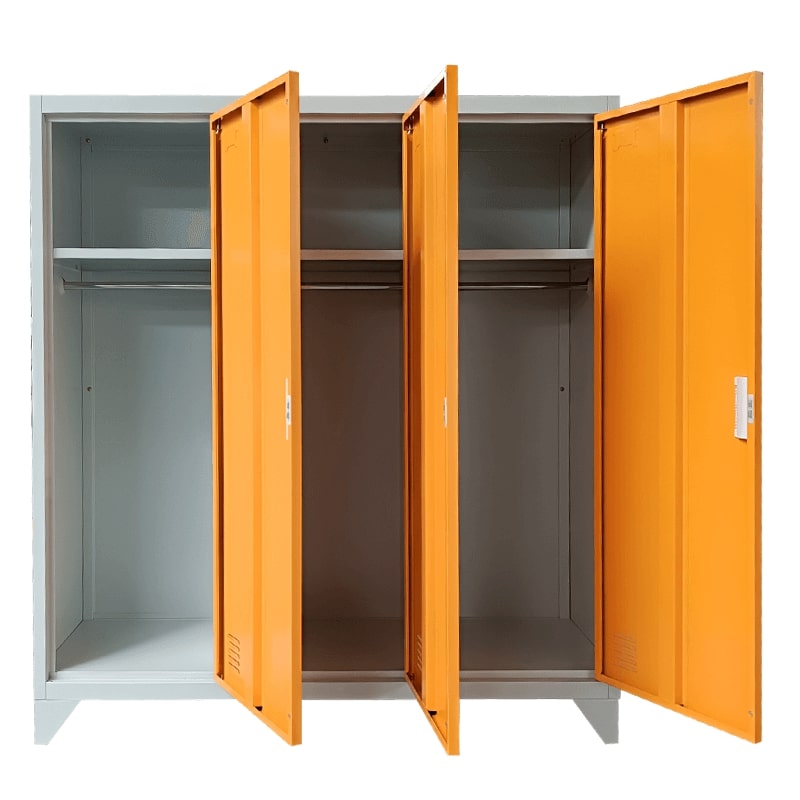 Троен нисък метален гардероб Carmen CR-1603 KZ сив-оранжев